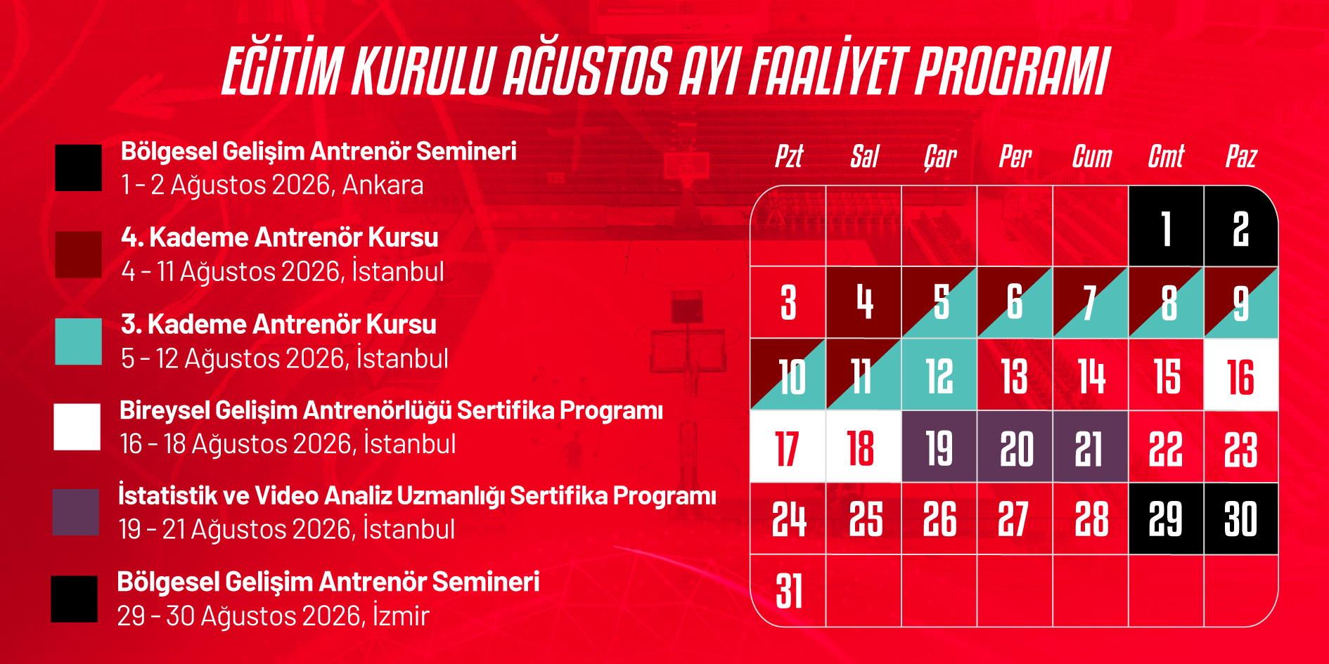 Eğitim Kurulu Ağustos Ayı Faaliyet Programı