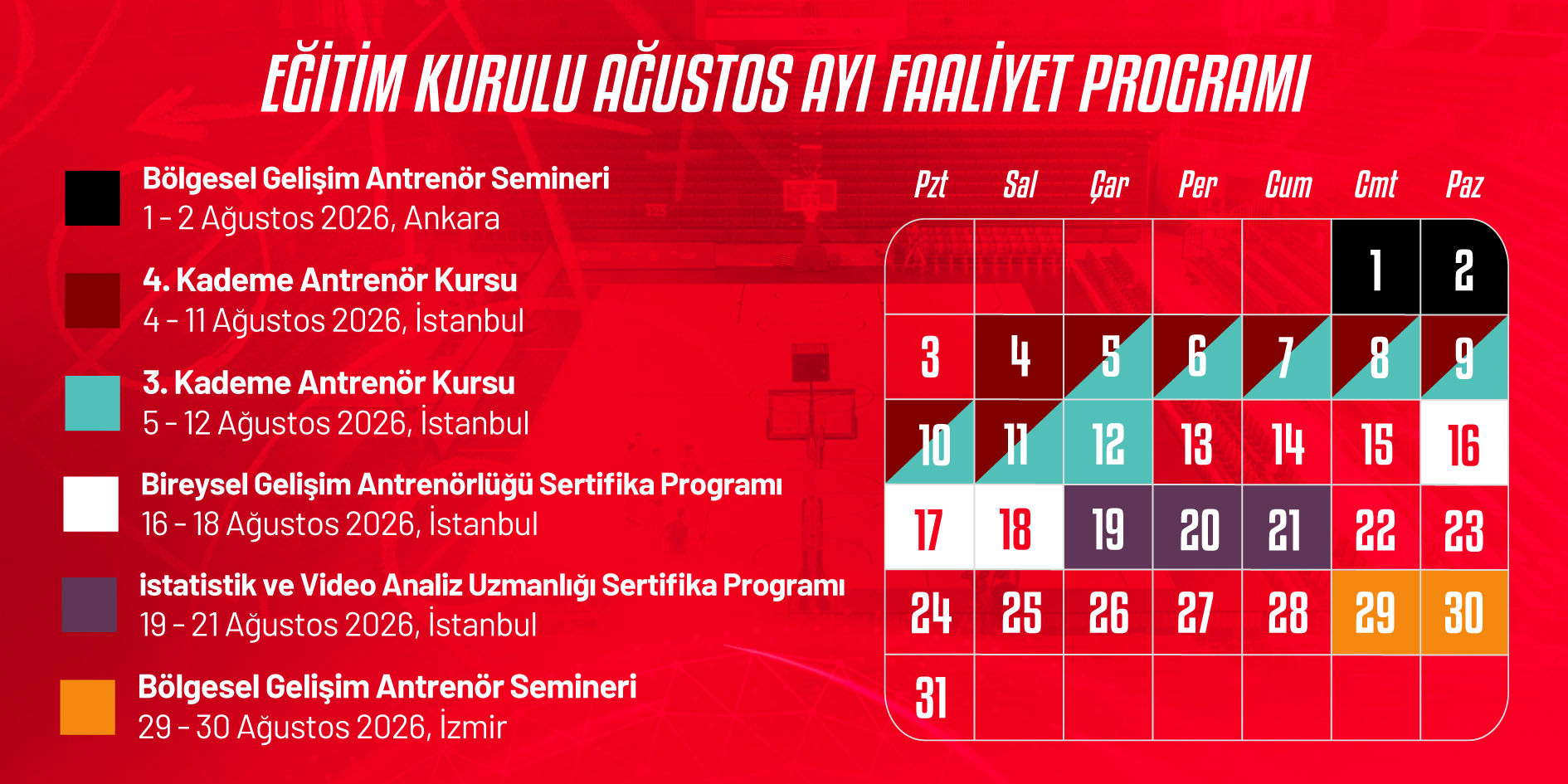 Eğitim Kurulu Ağustos Ayı Faaliyet Programı