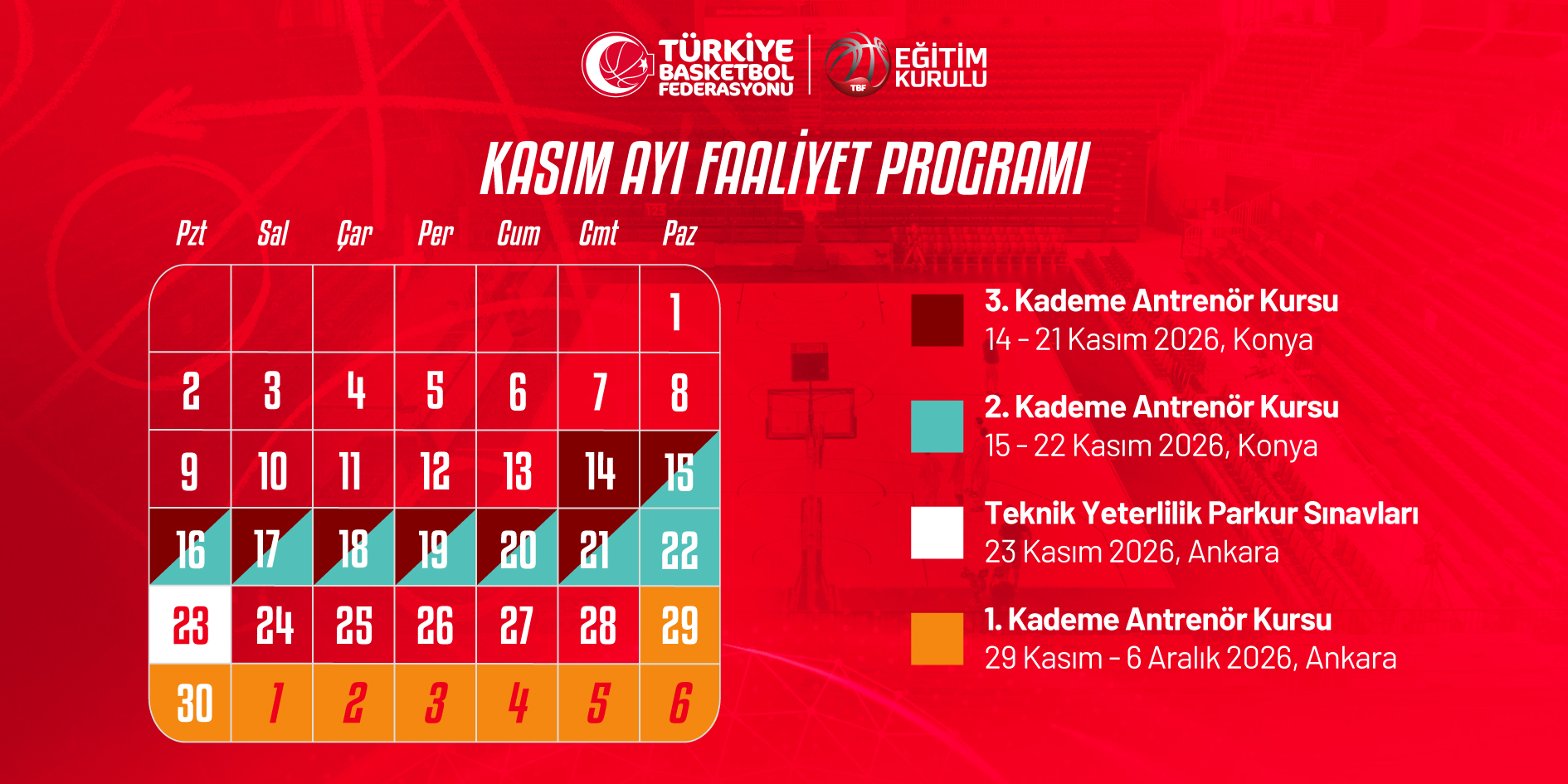 Eğitim Kurulu Kasım Ayı Faaliyet Programı